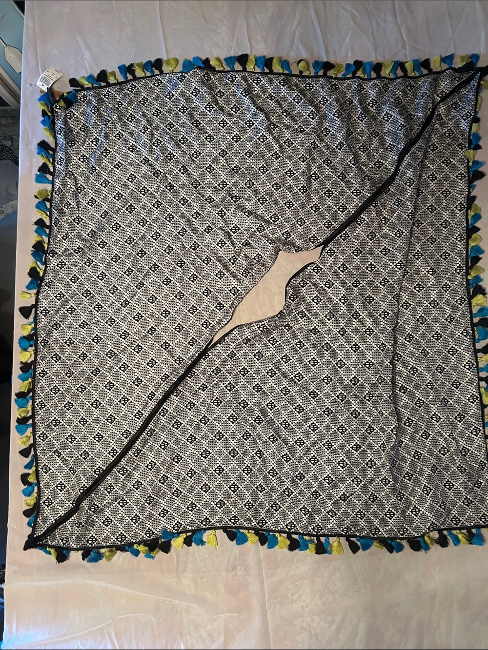 Henri Bendel Black & White Patterned Pareo / Scarf
